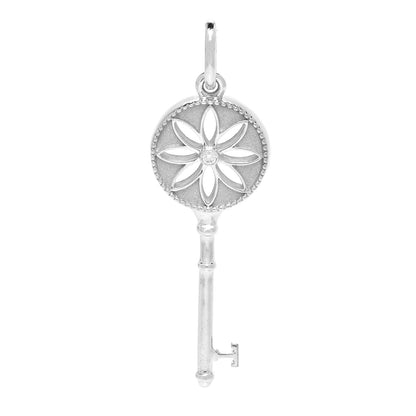 Tiffany Sterling Silver Diamond Small Daisy Key Pendant 1 of 5