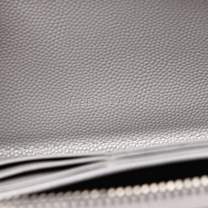 Saint Laurent Grain De Poudre Matelasse Chevron Monogram Zip Around Wallet Granite 6 of 8