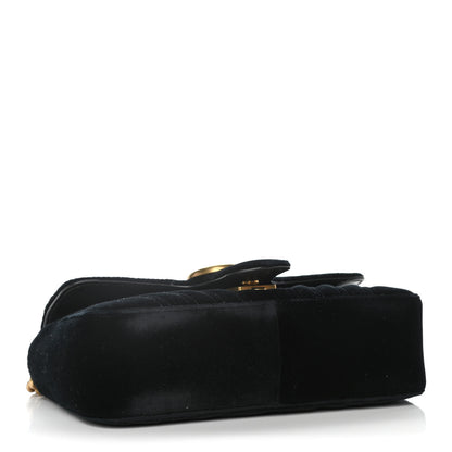 Gucci Velvet Matelasse Mini GG Marmont Shoulder Bag Black 4 of 14
