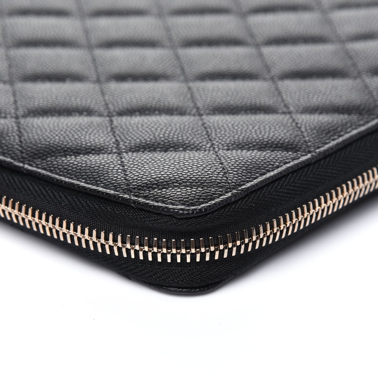 Caviar Quilted Zip Around Notebook Agenda Cover Black