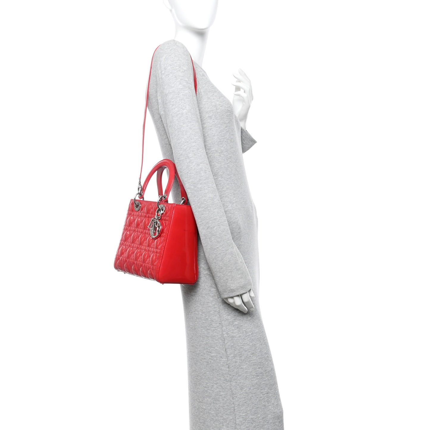 Patent Cannage Medium Lady Dior Fuchsia