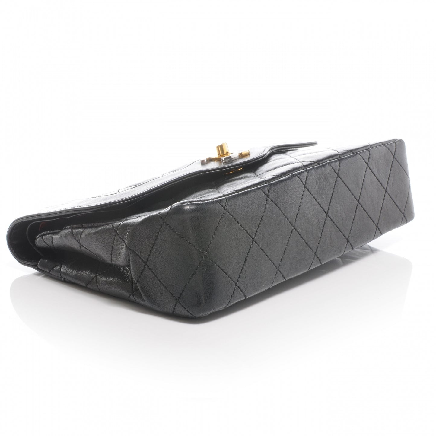 Lambskin Square Double Flap Bag Black