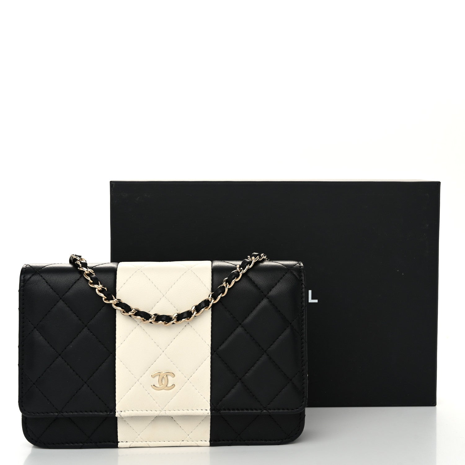 Chanel Lambskin Quilted Wallet On Chain WOC White Black 13 of 13