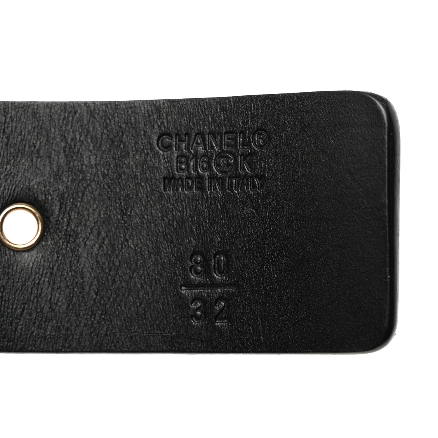 Chanel Calfskin Cross Stitch Grommet Belt 80/32 Black 3 of 7