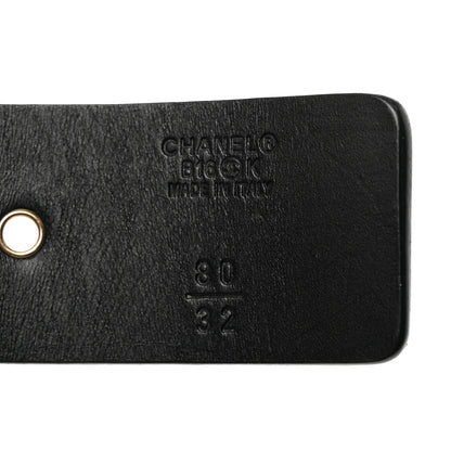 Chanel Calfskin Cross Stitch Grommet Belt 80/32 Black 3 of 7