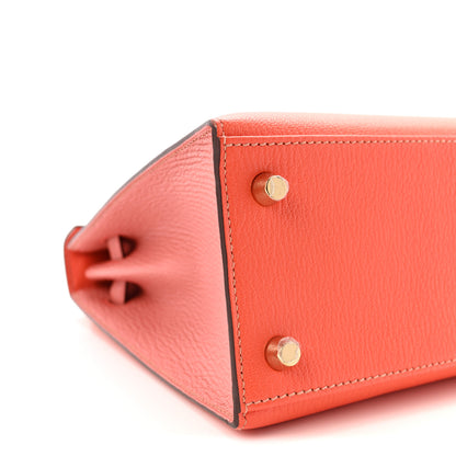 Hermes Chevre Mysore Horseshoe Kelly Sellier 25 Orange Poppy Rose Tea 8 of 10