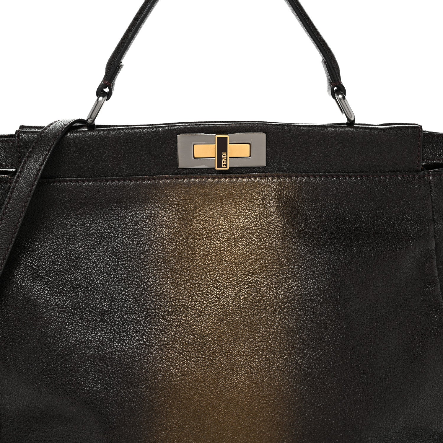 Fendi Goatskin Zucca Ombre Large Peekaboo Iconic Satchel Moro Gold Tobacco 8 of 10