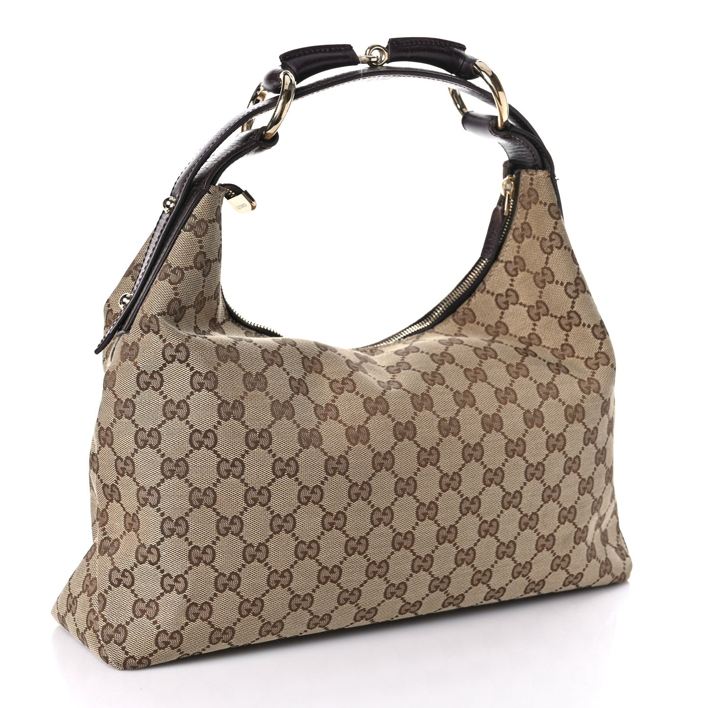 Monogram Medium Horsebit Chain Hobo Dark Brown