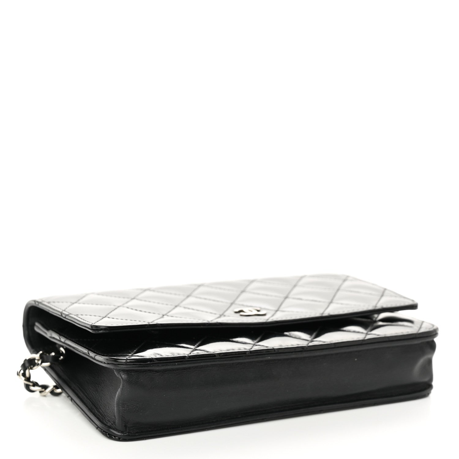 Chanel Patent Quilted Wallet On Chain WOC Black 4 of 11