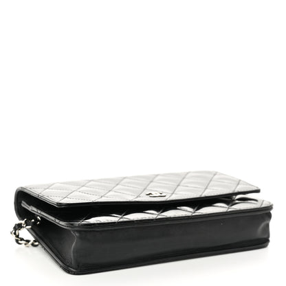 Chanel Patent Quilted Wallet On Chain WOC Black 4 of 11