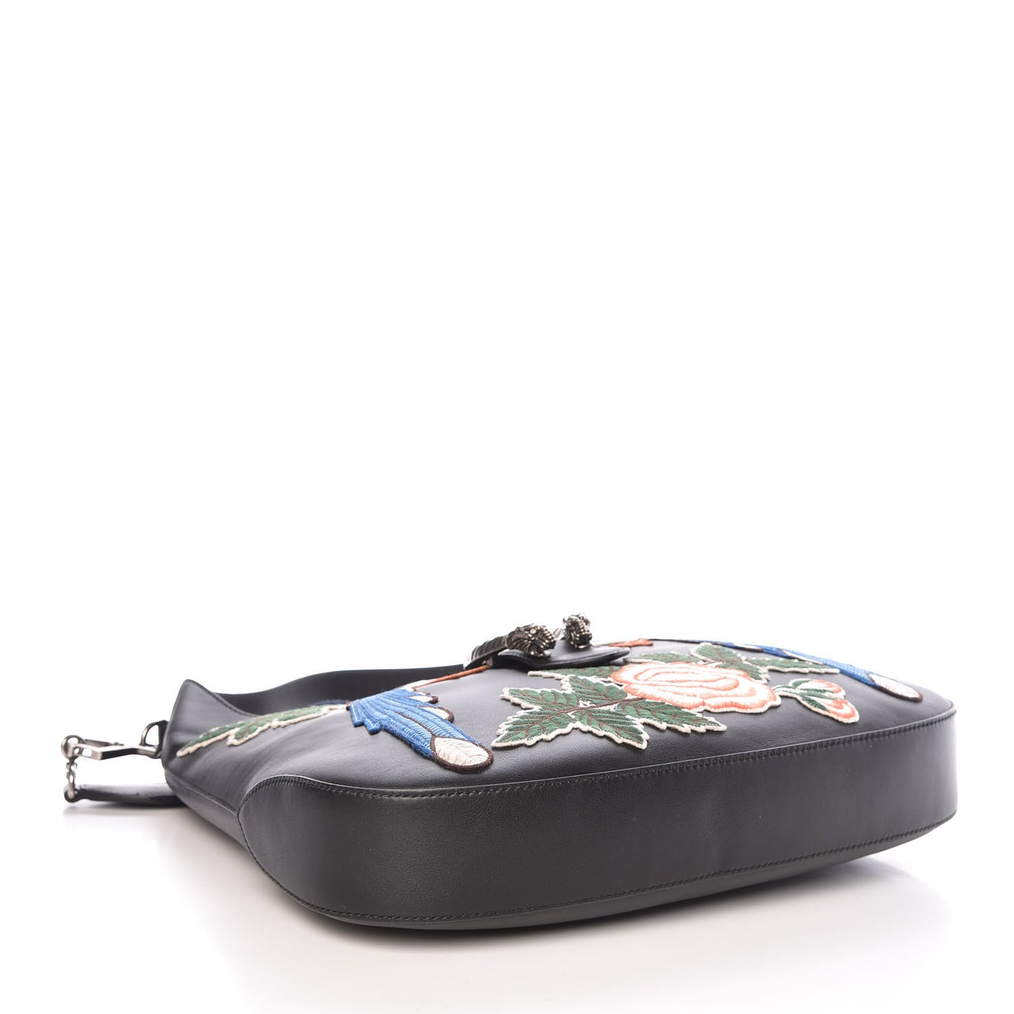 Calfskin Web Garden Collection Embroidered Medium Dionysus Hobo Black