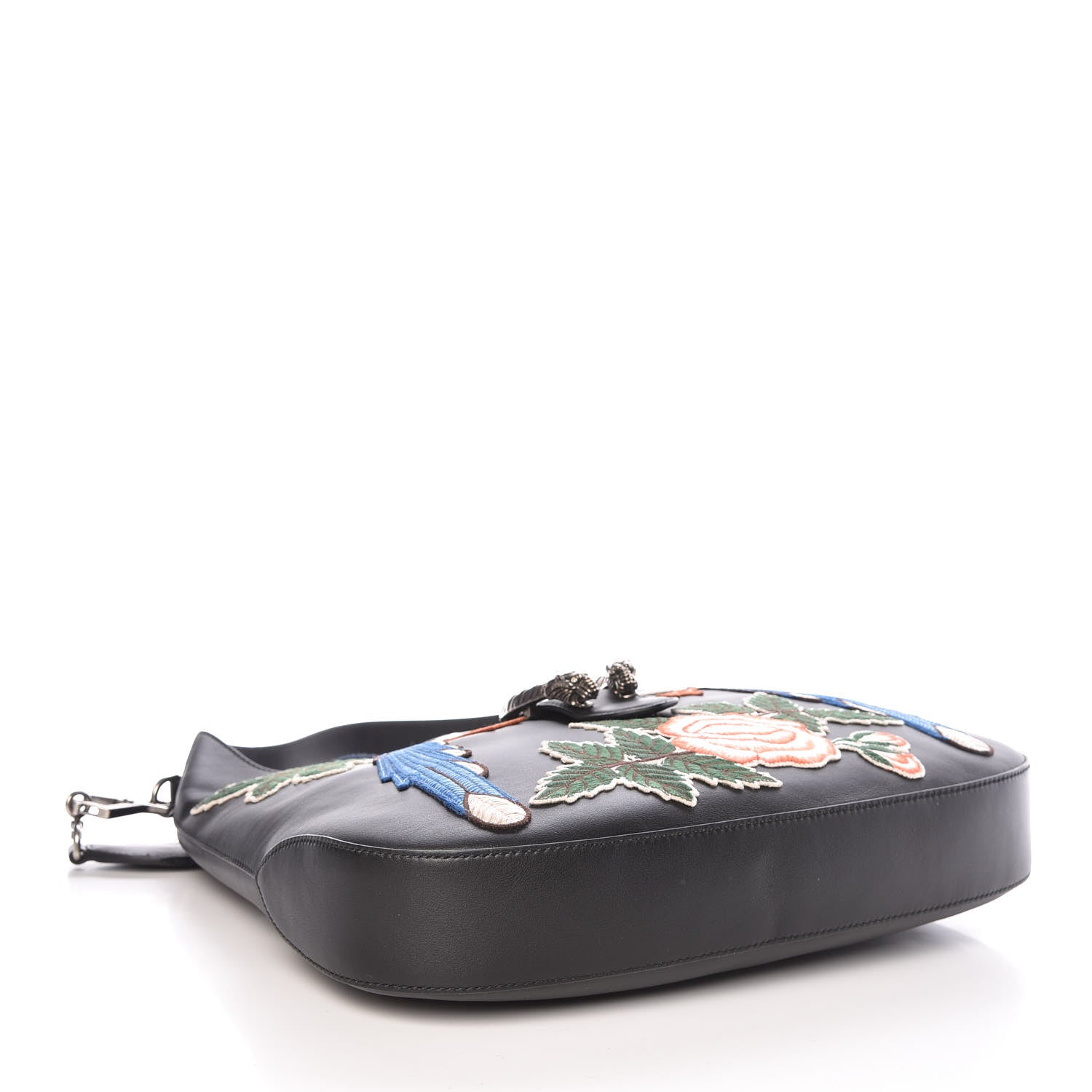 Gucci Calfskin Web Garden Collection Embroidered Medium Dionysus Hobo Black 4 of 11