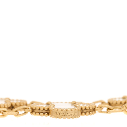 Van Cleef & Arpels 18K Yellow Gold Mother of Pearl 5 Motifs Vintage Alhambra Bracelet 4 of 5