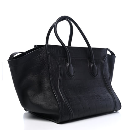 Celine Crocodile Embossed Calfskin Large Phantom Luggage Black 2 of 4