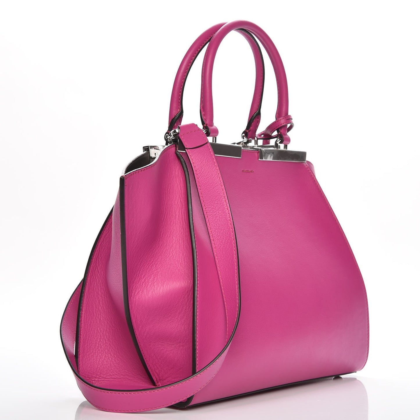 Vitello Dolce Shiny Nappa Petite 3Jours Tote Magenta Carbone