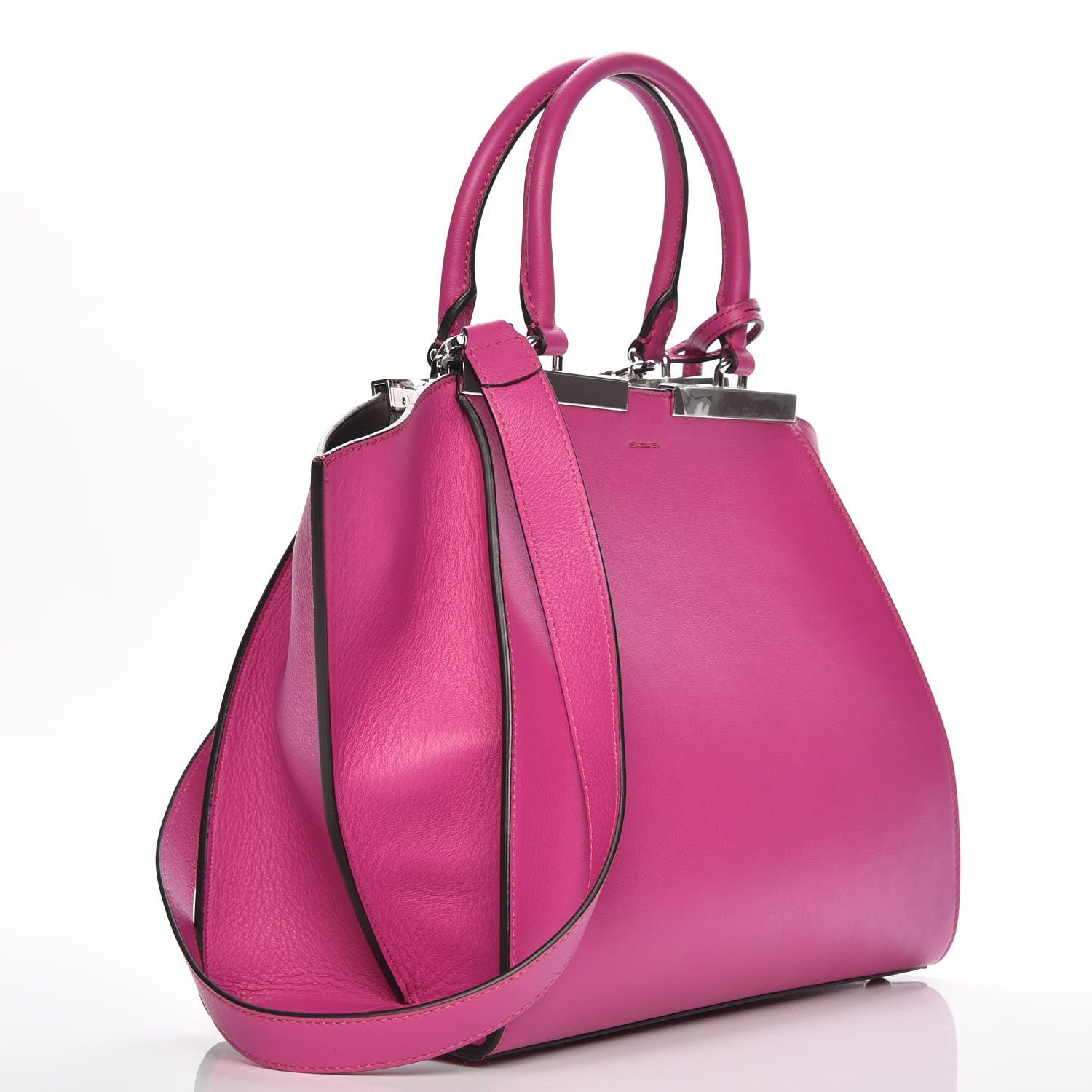 Fendi Vitello Dolce Shiny Nappa Petite 3Jours Tote Magenta Carbone 4 of 8