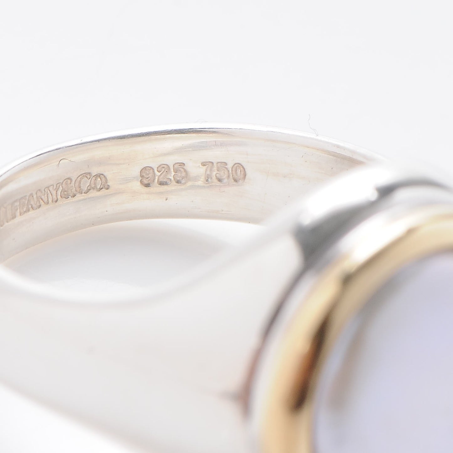 Sterling Silver 18K Yellow Gold Mother of Pearl Signet Ring 5.5