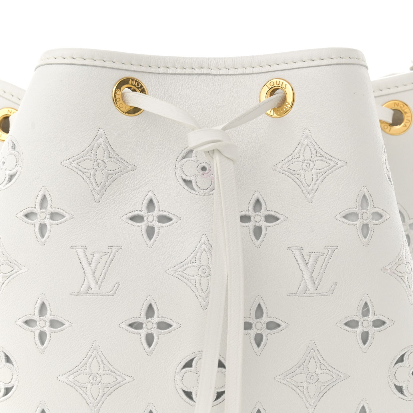 Calfskin Monogram Cutout Petit Noe White