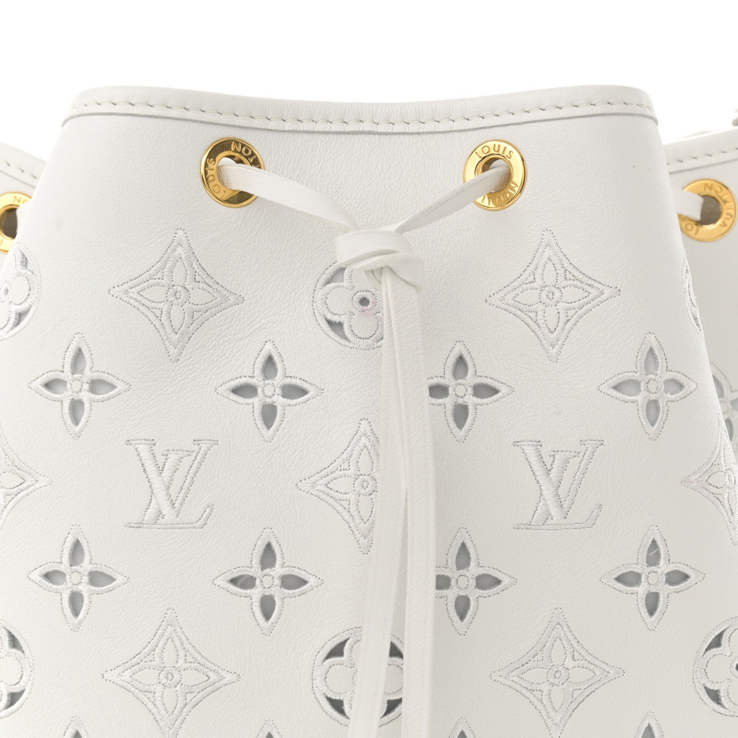 Louis Vuitton Calfskin Monogram Cutout Petit Noe White 7 of 11