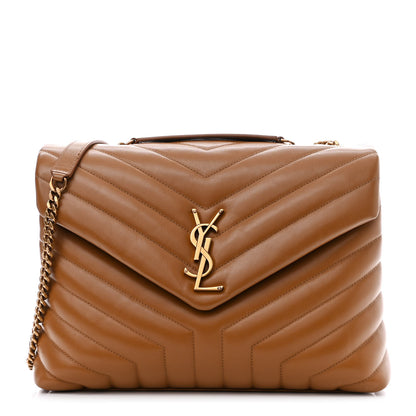 Saint Laurent Calfskin Y Quilted Monogram Medium Loulou Chain Satchel Dark Natural 1 of 13