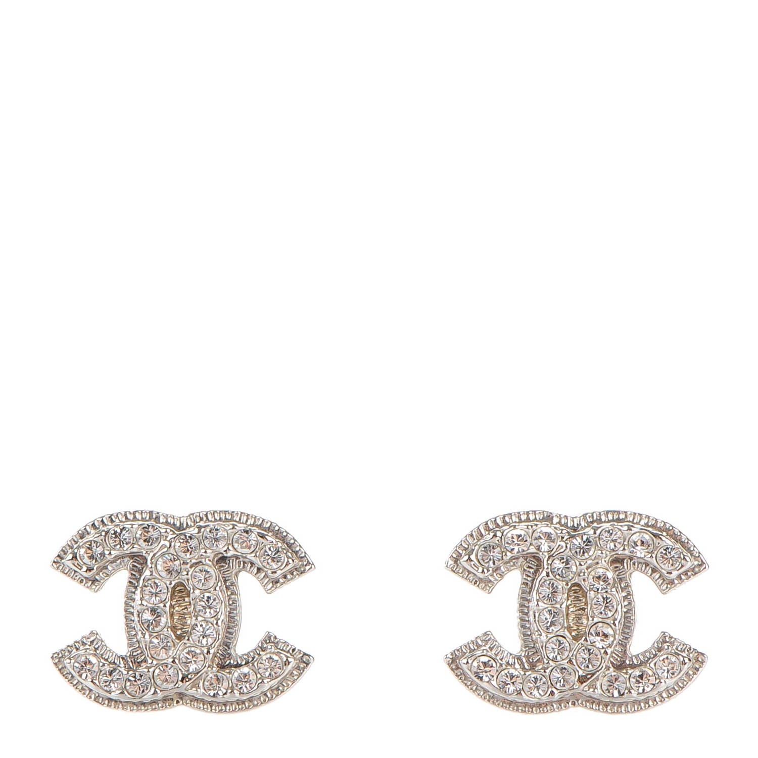 Chanel Crystal CC Earrings Silver 1 of 5