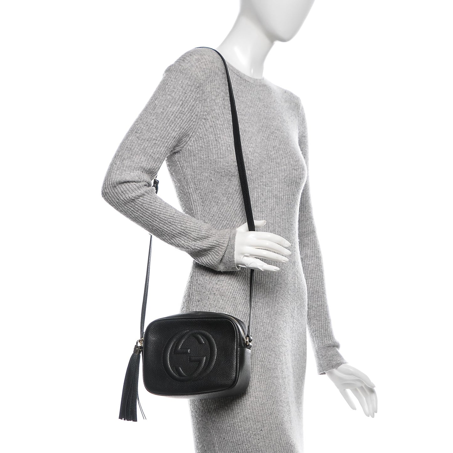 Pebbled Calfskin Small Soho Disco Bag Black