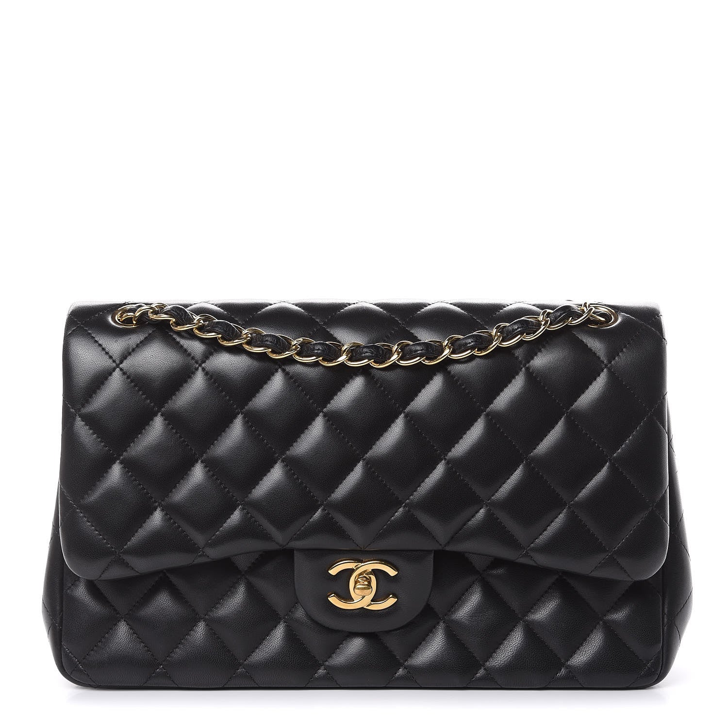 Chanel Lambskin Quilted Jumbo Double Flap Black 1 of 14