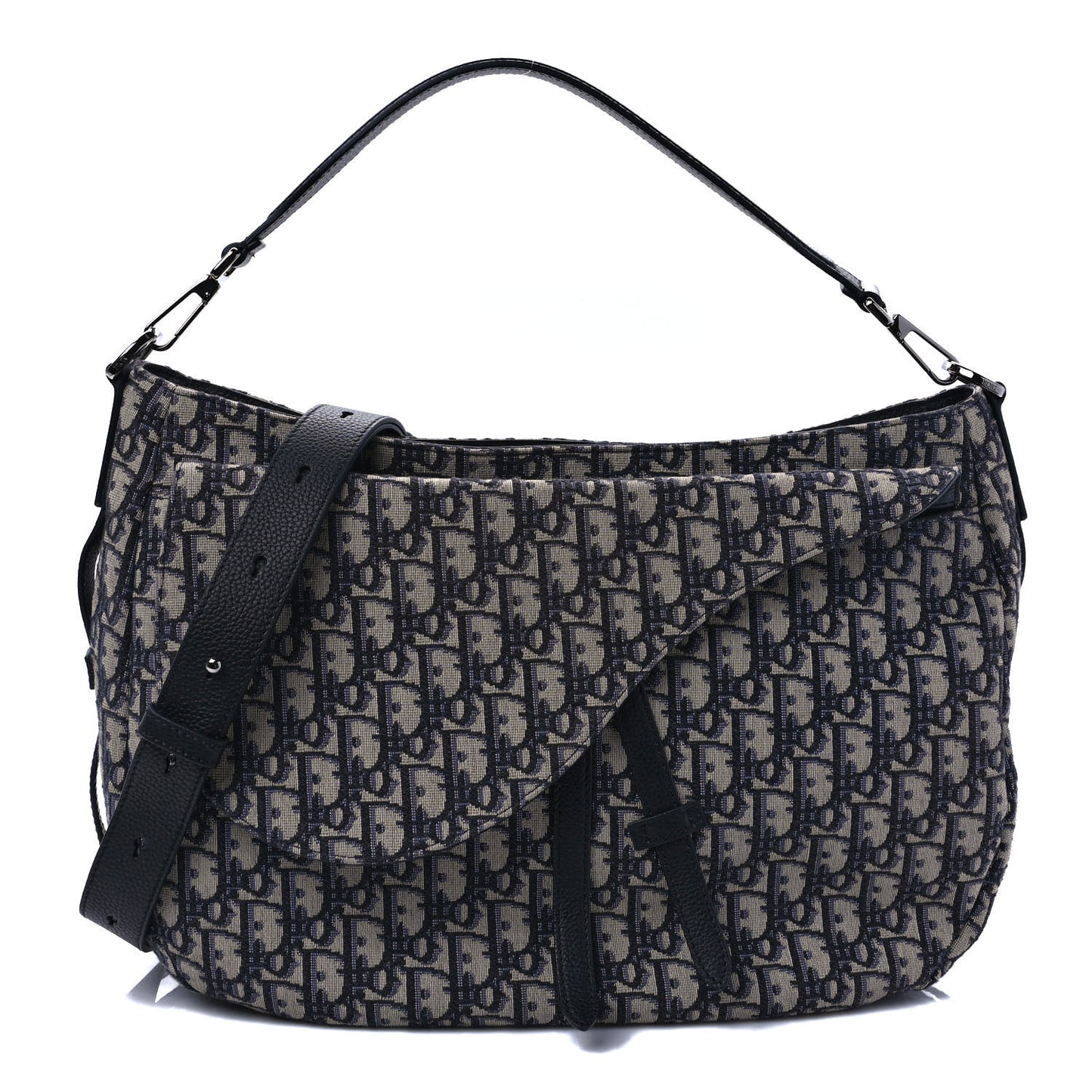Oblique Soft Saddle Bag Beige Blue