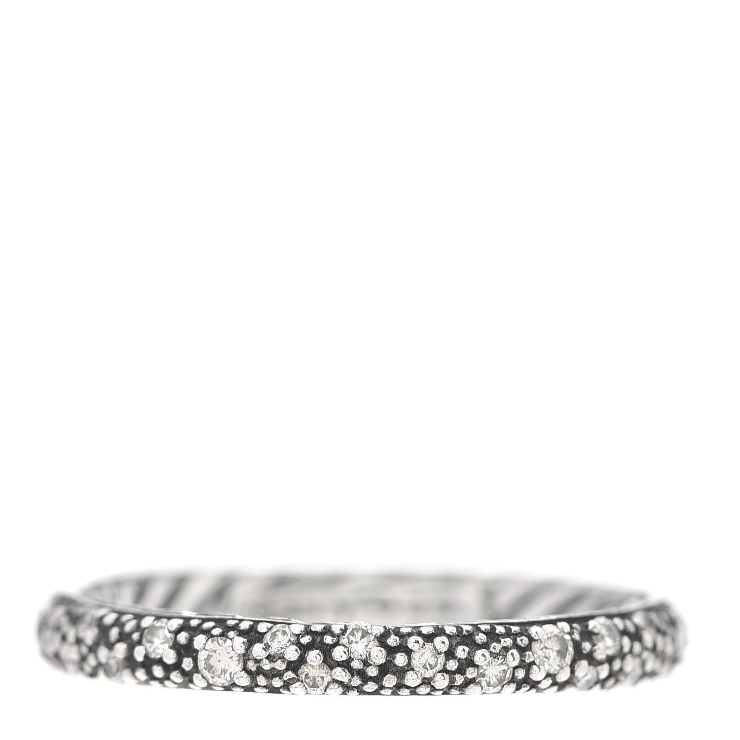 David Yurman Sterling Silver Diamond 3mm Midnight Melange Band Ring 51 5.75 3 of 4