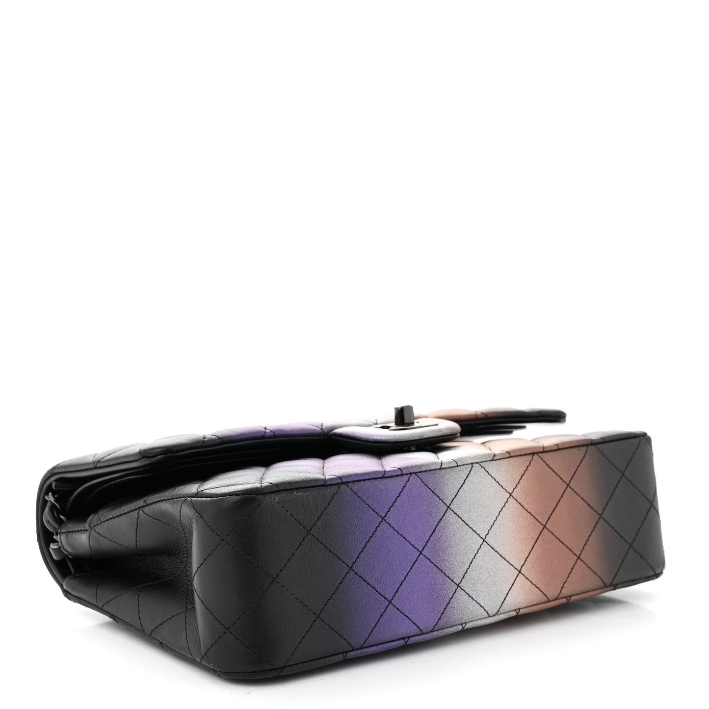 Calfskin Quilted Ombre Medium Double Flap Black