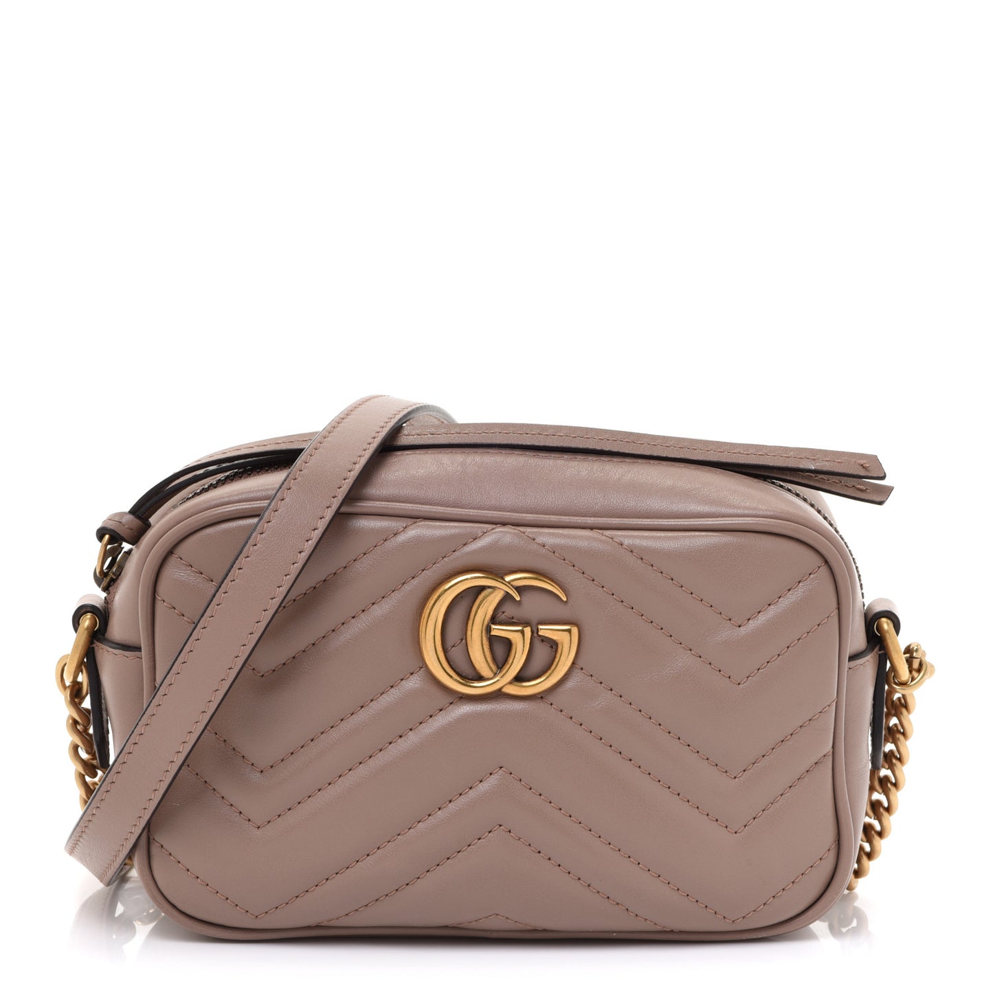 Calfskin Matelasse Mini GG Marmont Chain Shoulder Bag Porcelain Rose