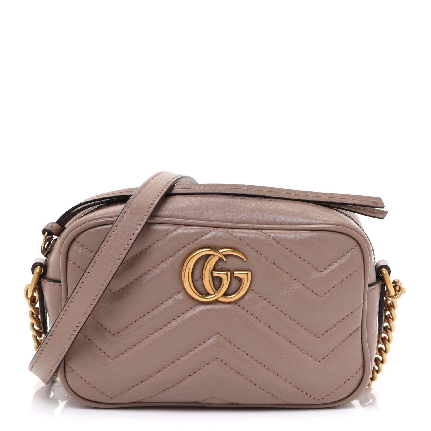 Gucci Calfskin Matelasse Mini GG Marmont Chain Shoulder Bag Porcelain Rose 1 of 12
