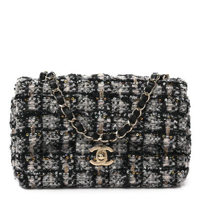 Chanel Glittered Tweed Quilted Mini Rectangular Flap Navy Blue 1 of 9