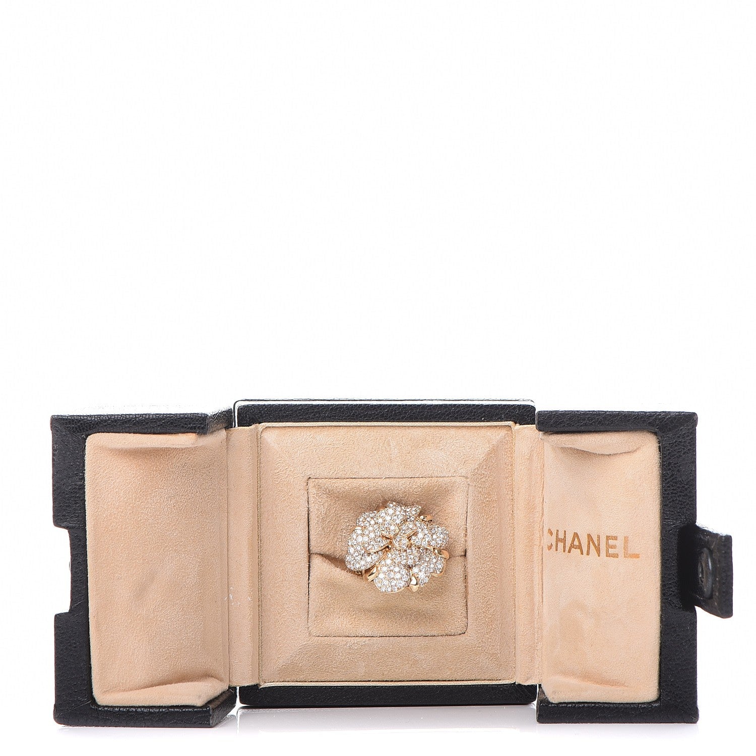 Chanel 18K Yellow Gold Diamond Camellia Ring 5.25 9 of 9
