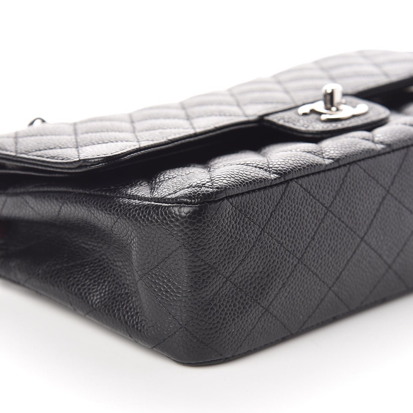 Caviar Quilted Medium Double Flap Black