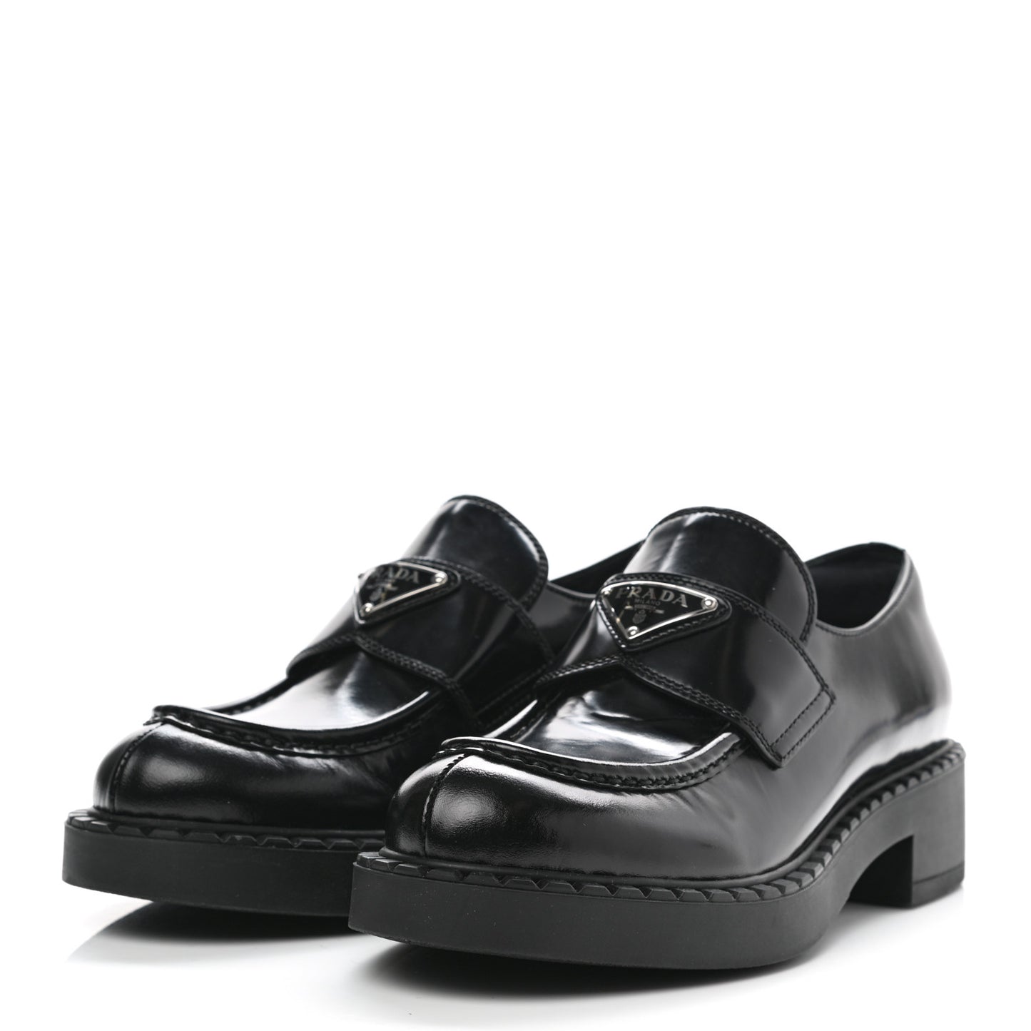 Spazzolato Metal Triangle Logo 50mm Loafers 38 Black