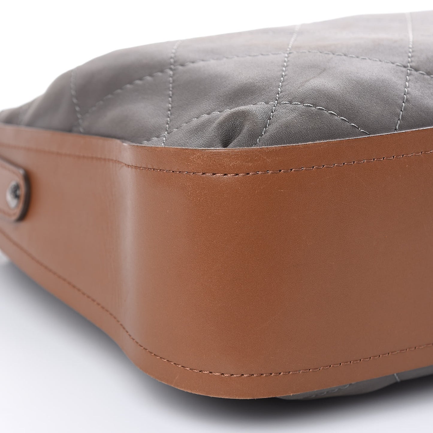 Calfskin Country Chic Stitched Hobo Grey