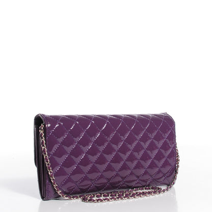 Chanel Patent Calfskin Quilted Brilliant East West Flap Clutch Purple 3 of 7