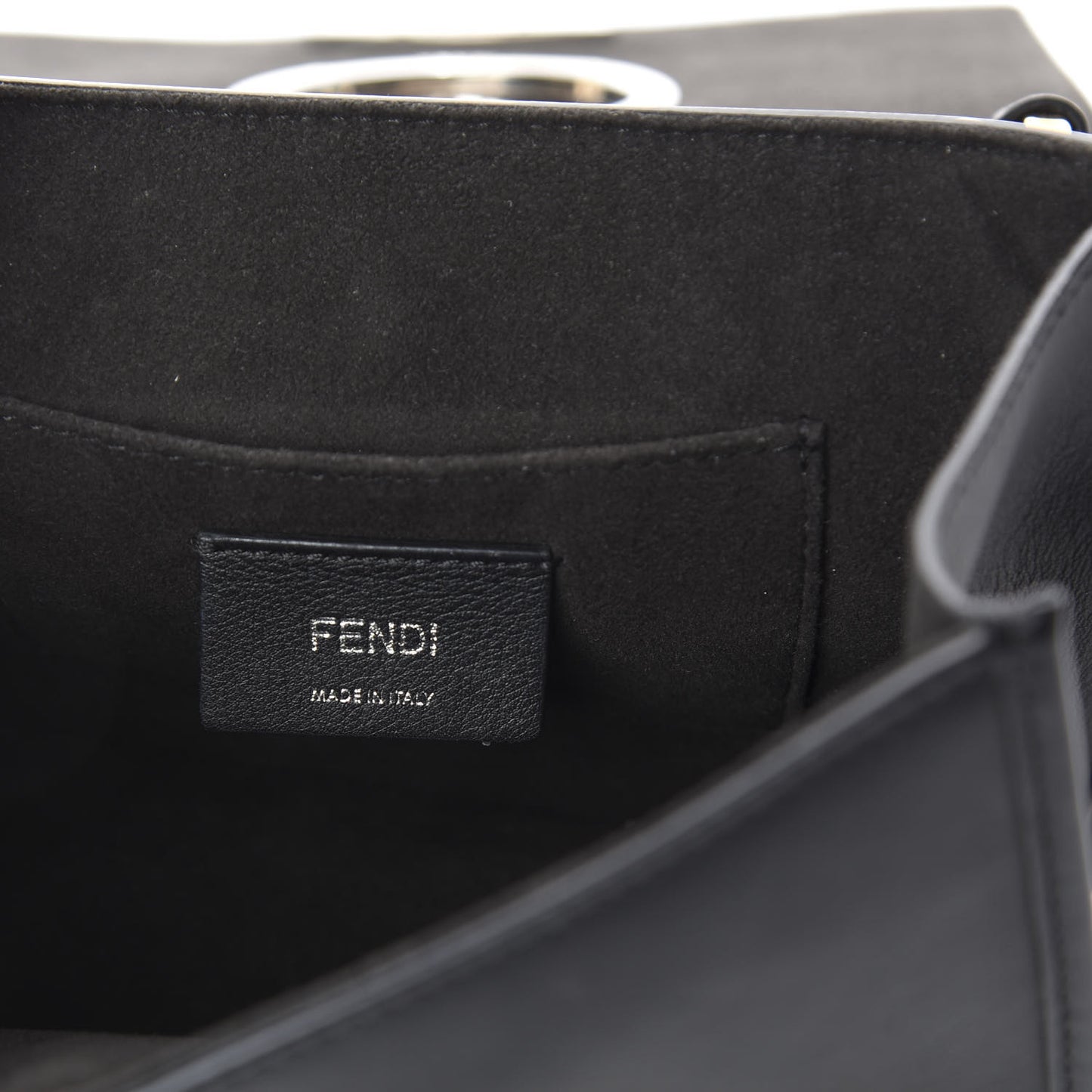 Vitello Century Velvet F is Fendi FF Small Kan I Shoulder Bag Black Tobacco