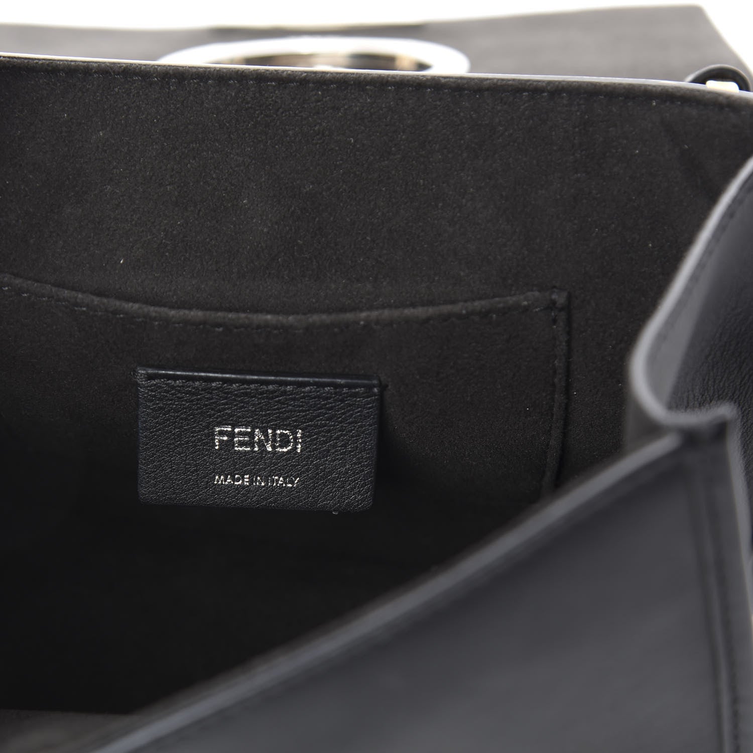 Fendi Vitello Century Velvet F is Fendi FF Small Kan I Shoulder Bag Black Tobacco 7 of 15