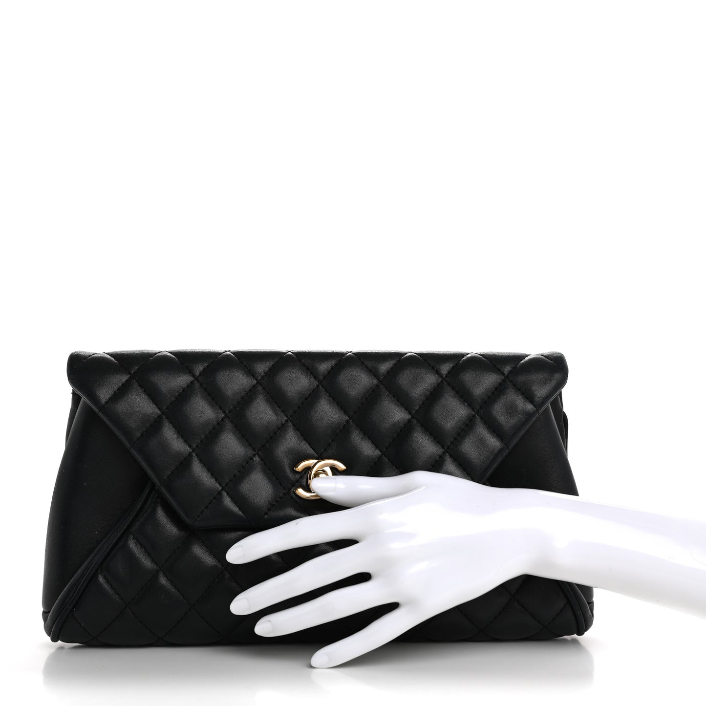 Lambskin Quilted Fold Up Again Clutch Dark Blue