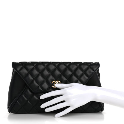Chanel Lambskin Quilted Fold Up Again Clutch Dark Blue 2 of 14
