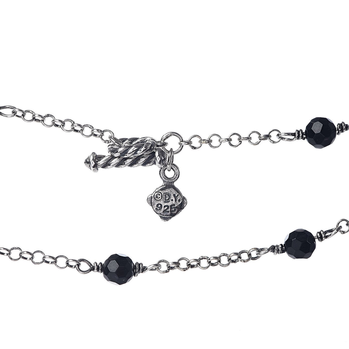 Sterling Silver Black Onyx Station Chain Necklace