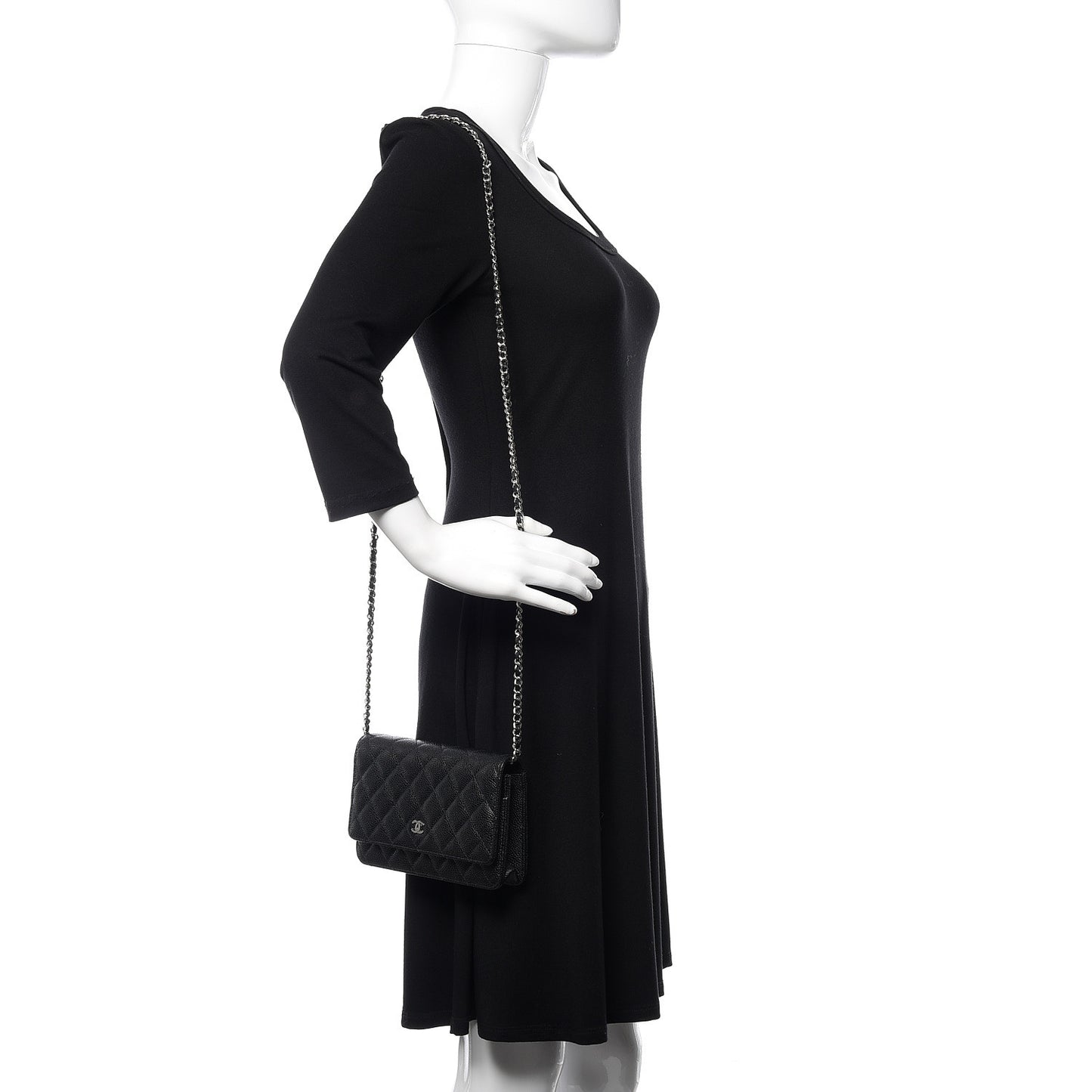 Caviar Quilted Wallet On Chain WOC Black
