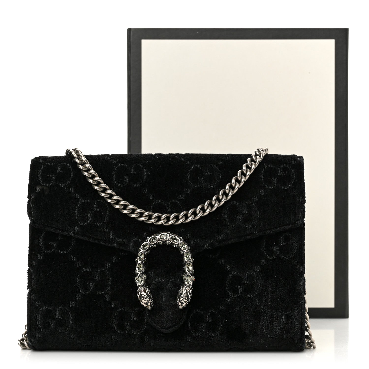Gucci Velvet GG Monogram Mini Dionysus Chain Wallet Black 12 of 12