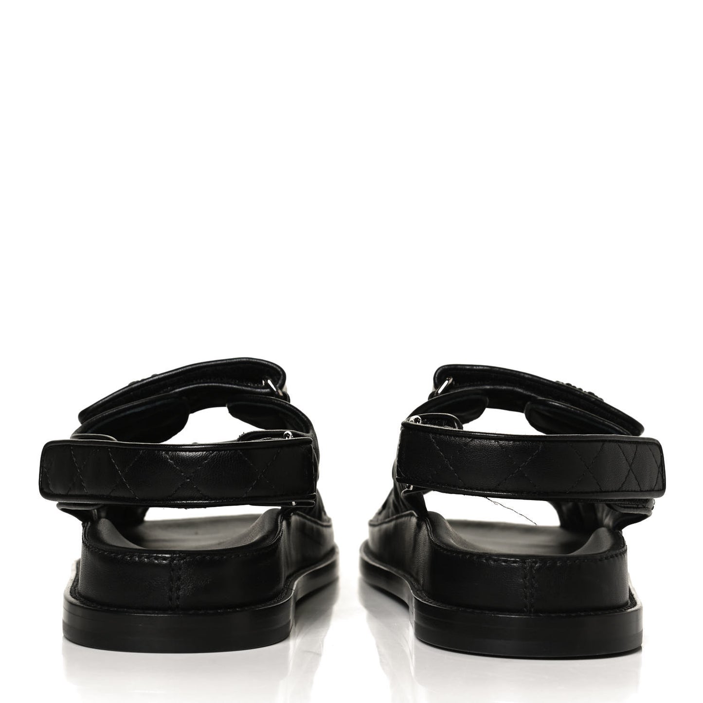 Lambskin Quilted Velcro Dad Sandals 39 So Black