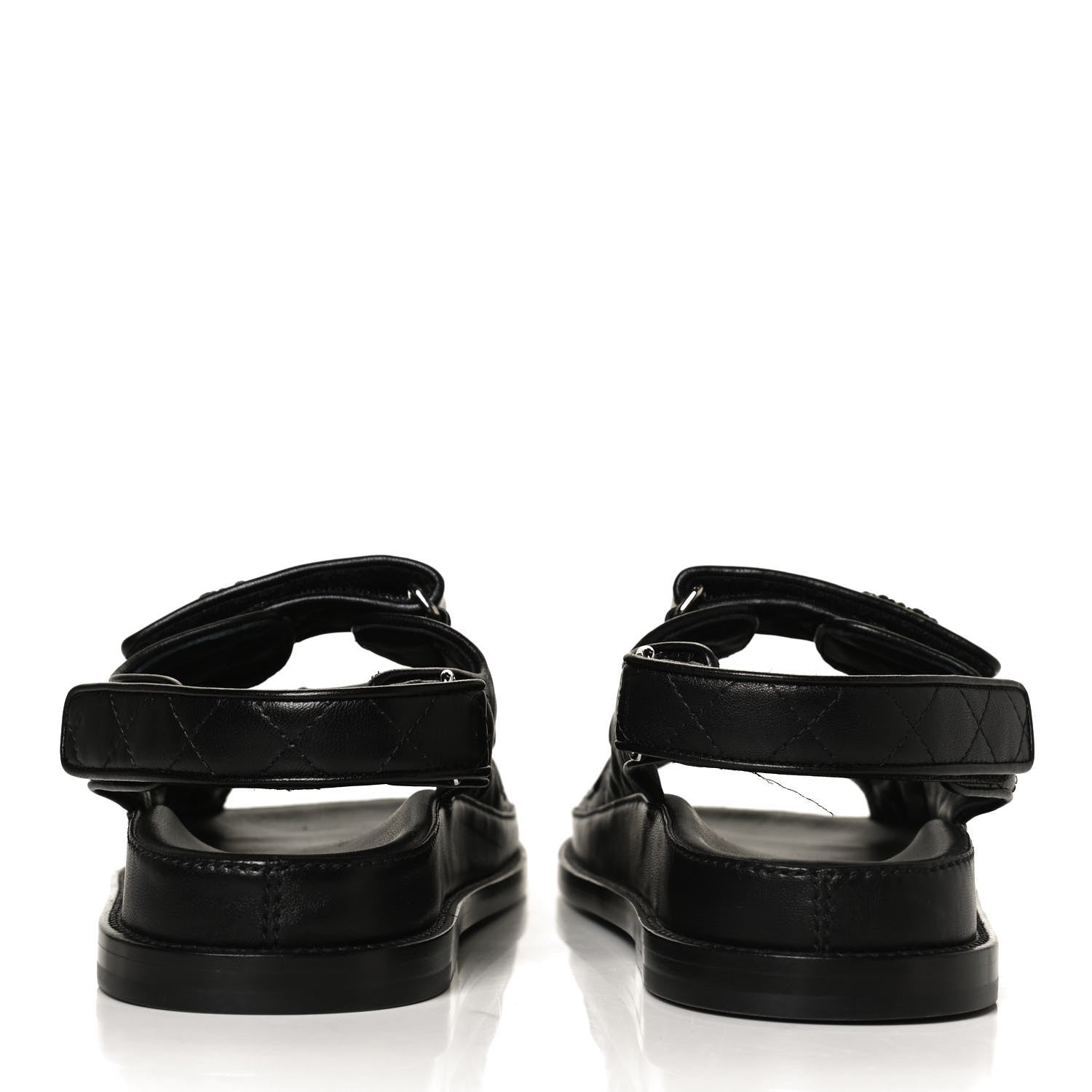 Chanel Lambskin Quilted Velcro Dad Sandals 39 So Black 6 of 12