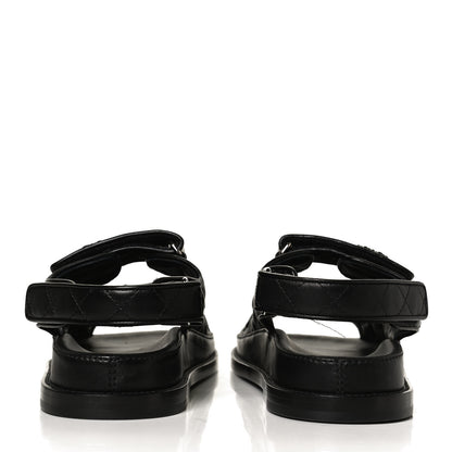 Chanel Lambskin Quilted Velcro Dad Sandals 39 So Black 6 of 12
