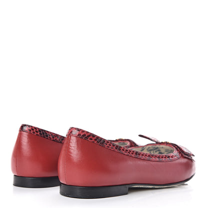 Gucci Malaga Kid Elaphe Yva Ballet Flats 38 Hibiscus Red 4 of 11