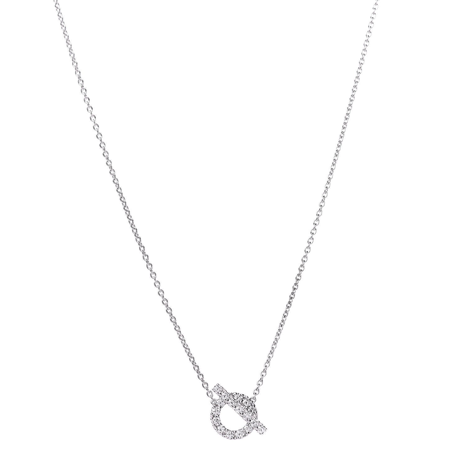 Hermes 18K White Gold Diamond Finesse Pendant Necklace 1 of 7
